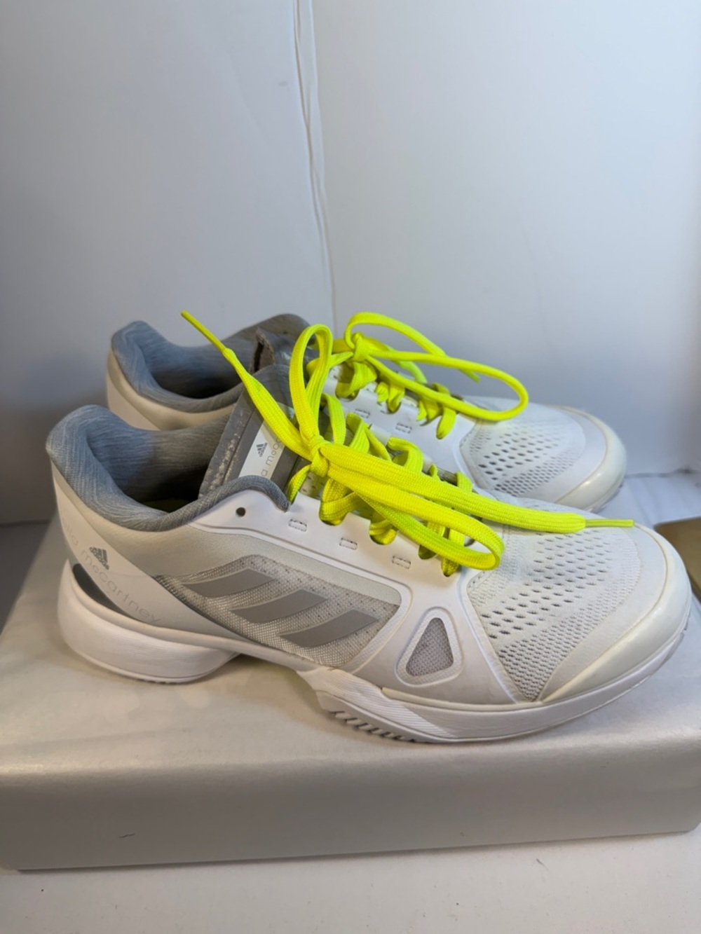 Stella mocartney adidas White and Neon Yellow Tennis Shoes